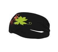 Fashionable sports decorative sweatband QQOUPP Little ant holding a maple leaf Printed moisture wicking elastic suitable for cycling yoga running