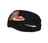 Fashionable sports decorative sweatband QQOUPP Little Bear spilled the jam at the picnic Printed moisture wicking elastic suitable for cycling yoga running