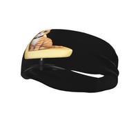 Fashionable sports decorative sweatband QQOUPP Little cat on the swivel chair Printed moisture wicking elastic suitable for cycling yoga running