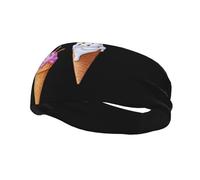 Fashionable sports decorative sweatband QQOUPP Melted cartoon ice cream Printed moisture wicking elastic suitable for cycling yoga running