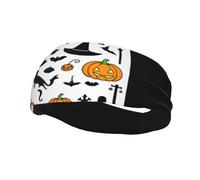 Fashionable sports decorative sweatband QQOUPP Pumpkin Witch Hat Printed moisture wicking elastic suitable for cycling yoga running