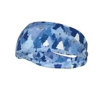 Fashionable sports decorative sweatband QQOUPP Snowy Forest Printed moisture wicking elastic suitable for cycling yoga running