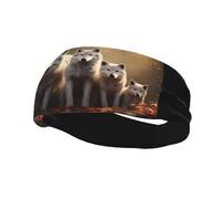 Fashionable sports decorative sweatband QQOUPP wolves family Printed moisture wicking elastic suitable for cycling yoga running