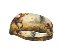 Fashionable sports decorative sweatband WHJSSF A deer chasing a bee Pattern moisture wicking elastic suitable for cycling yoga running