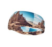 Fashionable sports decorative sweatband WHJSSF Castle on the beach Pattern moisture wicking elastic suitable for cycling yoga running