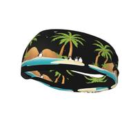 Fashionable sports decorative sweatband WHJSSF Coconut trees and penguins Pattern moisture wicking elastic suitable for cycling yoga running