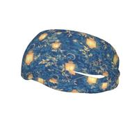 Fashionable sports decorative sweatband WHJSSF fireflies and lantern Pattern moisture wicking elastic suitable for cycling yoga running