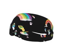 Fashionable sports decorative sweatband WHJSSF Footprints on the rainbow Printing moisture wicking elastic suitable for cycling yoga running