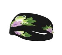 Fashionable sports decorative sweatband WHJSSF Frog under the morning glory Pattern moisture wicking elastic suitable for cycling yoga running
