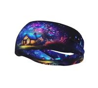Fashionable sports decorative sweatband WHJSSF Glowing Forest Butterfly Pattern moisture wicking elastic suitable for cycling yoga running