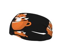 Fashionable sports decorative sweatband WHJSSF Have a cup of Fox Coffee Pattern moisture wicking elastic suitable for cycling yoga running