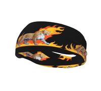 Fashionable sports decorative sweatband WHJSSF Leopard in flames Pattern moisture wicking elastic suitable for cycling yoga running