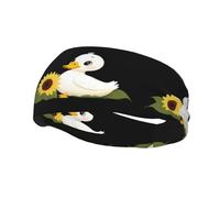 Fashionable sports decorative sweatband WHJSSF Little white duck holding sunflower Pattern moisture wicking elastic suitable for cycling yoga running