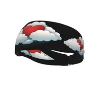 Fashionable sports decorative sweatband WHJSSF Love in the white clouds Pattern moisture wicking elastic suitable for cycling yoga running
