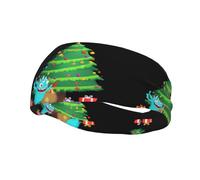 Fashionable sports decorative sweatband WHJSSF Monster under the Christmas tree Pattern moisture wicking elastic suitable for cycling yoga running
