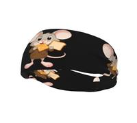Fashionable sports decorative sweatband WHJSSF Mouse Eating Toast Picture moisture wicking elastic suitable for cycling yoga running