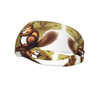 Fashionable sports decorative sweatband WHJSSF Nut-eating squirrel Printing moisture wicking elastic suitable for cycling yoga running