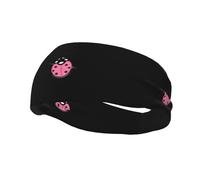 Fashionable sports decorative sweatband WHJSSF Pink Polka Dot Ladybug Printing moisture wicking elastic suitable for cycling yoga running