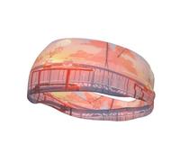 Fashionable sports decorative sweatband WHJSSF Pink sunrise Pattern moisture wicking elastic suitable for cycling yoga running