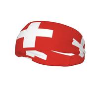 Fashionable sports decorative sweatband WHJSSF Swiss Flag Pattern moisture wicking elastic suitable for cycling yoga running