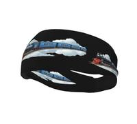 Fashionable sports decorative sweatband WHJSSF Train Passing Through The Clouds Picture moisture wicking elastic suitable for cycling yoga running