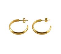 Fashionable stainless steel round earrings for women; electroplated, versatile, titanium steel, same as the internet celebrity style,