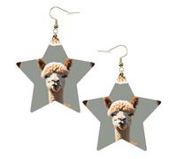 Fashionable star leather earrings, perfect for holiday party decorations or gifts.Alpaca avatar White, One Size, Polyvinyl Chloride Copper Silver, No Gemstone