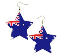 Fashionable star leather earrings, perfect for holiday party decorations or gifts.Australian flag White, One Size, Polyvinyl Chloride Copper Silver, No Gemstone