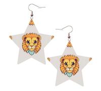 Fashionable star leather earrings, perfect for holiday party decorations or gifts.Cartoon cute little lion White, One Size, Polyvinyl Chloride Copper Silver, No Gemstone