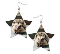 Fashionable star leather earrings, perfect for holiday party decorations or gifts.Cute hedgehog White, One Size, Polyvinyl Chloride Copper Silver, No Gemstone