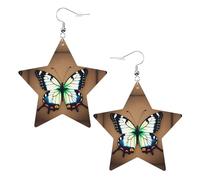 Fashionable star leather earrings, perfect for holiday party decorations or gifts.Cute little butterfly White, One Size, Polyvinyl Chloride Copper Silver, No Gemstone