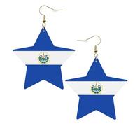 Fashionable star leather earrings, perfect for holiday party decorations or gifts.El Salvador White, One Size, Polyvinyl Chloride Copper Silver, No Gemstone