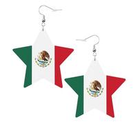 Fashionable star leather earrings, perfect for holiday party decorations or gifts.Flag of Mexico White, One Size, Polyvinyl Chloride Copper Silver, No Gemstone