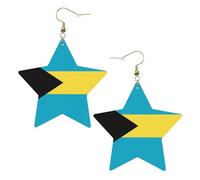 Fashionable star leather earrings, perfect for holiday party decorations or gifts.Flag of the Bahamas White, One Size, Polyvinyl Chloride Copper Silver, No Gemstone