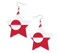 Fashionable star leather earrings, perfect for holiday party decorations or gifts.Greenland flag White, One Size, Polyvinyl Chloride Copper Silver, No Gemstone