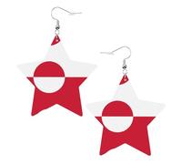 Fashionable star leather earrings, perfect for holiday party decorations or gifts.Greenland flag White, One Size, Polyvinyl Chloride Copper Silver, No Gemstone