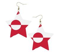 Fashionable star leather earrings, perfect for holiday party decorations or gifts.Greenland flag White, One Size, Polyvinyl Chloride Copper Silver, No Gemstone
