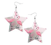Fashionable star leather earrings, perfect for holiday party decorations or gifts.Love Flamingo White, One Size, Polyvinyl Chloride Copper Silver, No Gemstone