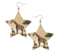 Fashionable star leather earrings, perfect for holiday party decorations or gifts.Mother and child giraffe White, One Size, Polyvinyl Chloride Copper Silver, No Gemstone