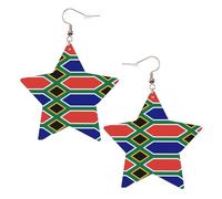 Fashionable star leather earrings, perfect for holiday party decorations or gifts.South African flag White, One Size, Polyvinyl Chloride Copper Silver, No Gemstone