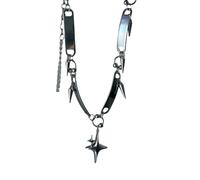 Fashionable Star Necklace Short Tassels Jewelry Adjustable Chain Alloy Texture Suitable for Stacking and Styling Gothic Punk Necklace
