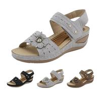 Fashionable summer sandals, women's casual sandals, shoes, elegant with wedge heel, comfortable summer sandals with adjustable straps, slippers for every day, sizes 36-43, brown, 10 UK