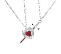 Fashionable Swords Heart Pendant Necklace Valentines Day Jewelry Stylish Representing Resilient Love Accessory Special Occasion Necklace