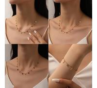 Fashionable titanium steel multi-pendant necklace does not stainless four-leaf heart star moon with diamonds