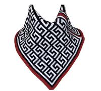 Fashionable, Versatile Triangle Scarf, Soft, Warm, Knitted Collar, Classic Triangle Scarf with Cross Pattern (One Size, Red Edge)