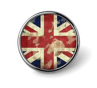 Fashionable Vintage Union Jack British Flag Printed Round Pins Metal Round Brooch Badge - for Backpacks Or Lapels, Valentine Pin