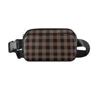Fashionable Waist Bag Fanny Pack for Women Men Teens Water Resistant Croose Body Purse with, Buffalo Plaid Tartan Check Scotland Coffee Brown, 8" x 5.3" x 2.3", Retro, Buffalo Plaid Tartan Check