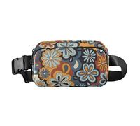 Fashionable Waist Bag Fanny Pack Men Women Floral Psychedelic Mid Century Modern Small Crossbody Sling Bag with Adjustable Strap for Workout Running Hiking, Floral Psychedelic Mid Century Modern, 8" x