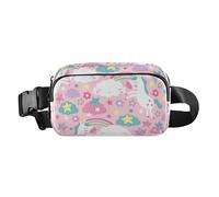 Fashionable Waist Bag Fanny Pack Seamless Peach unicorns Pattern Illustration Women Men Teens Mini Sling Chest Bag with Adjustable Strap for Workout Running Hiking, Seamless Peach unicorns Pattern