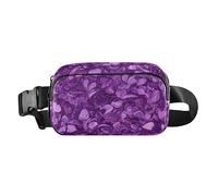 Fashionable Waist Bag Fanny Pack Unisex Adults Cute Purple Hearts Valentine's Day Mini Crossbody Sling Bag with Adjustable Strap for Travel Vacation Running, cute Purple Hearts Valentine's day24, 8" x